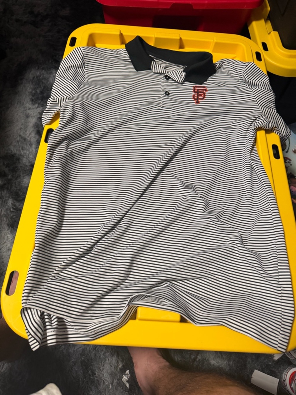 Nike Black and White San Francisco Giants Striped Polo